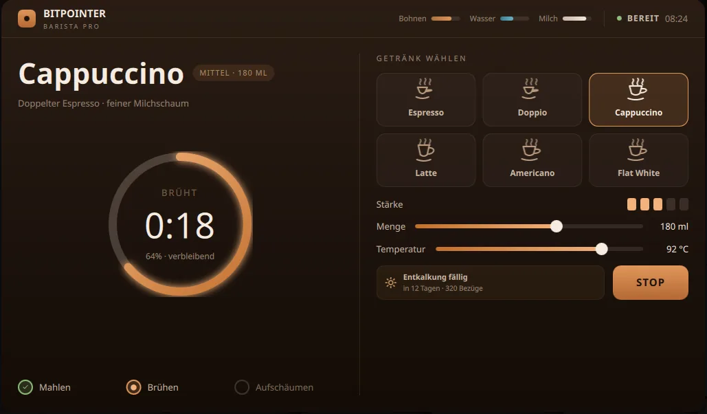 Coffee Machine HMI – Qt/QML