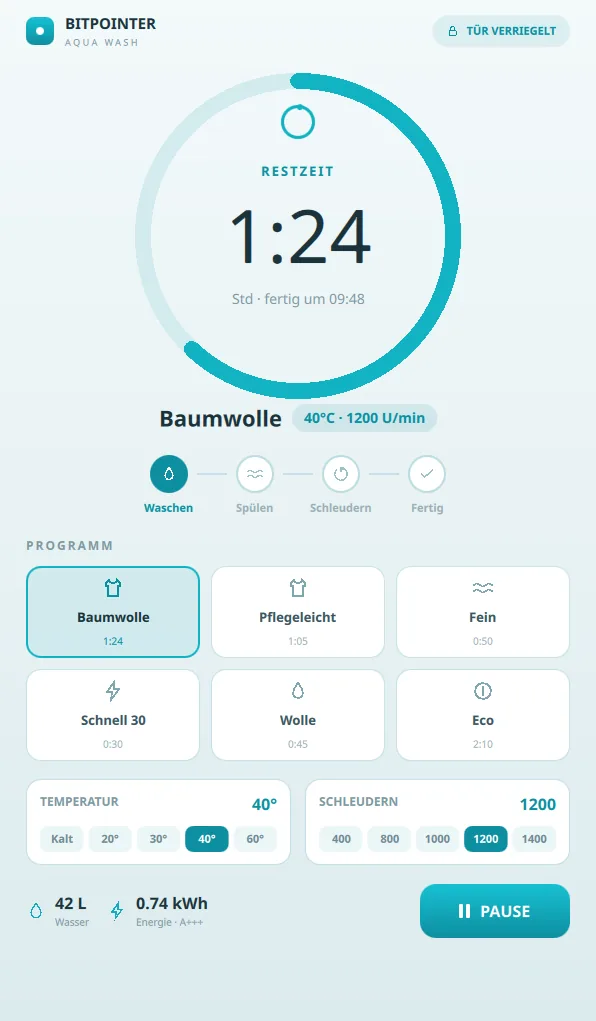 Washing Machine HMI – Qt/QML